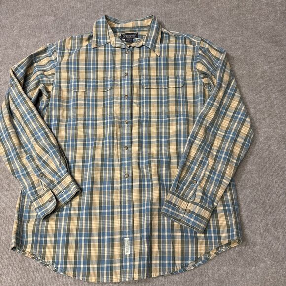 Abercrombie & Fitch Button Down Shirt Men Large Plaid Long Sleeve Roll Tab - Picture 1 of 7